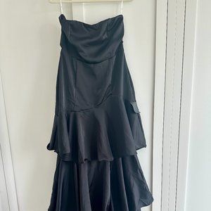 Lulu's Blissfully Beautiful Strapless Tiered Satin Gown Size XL